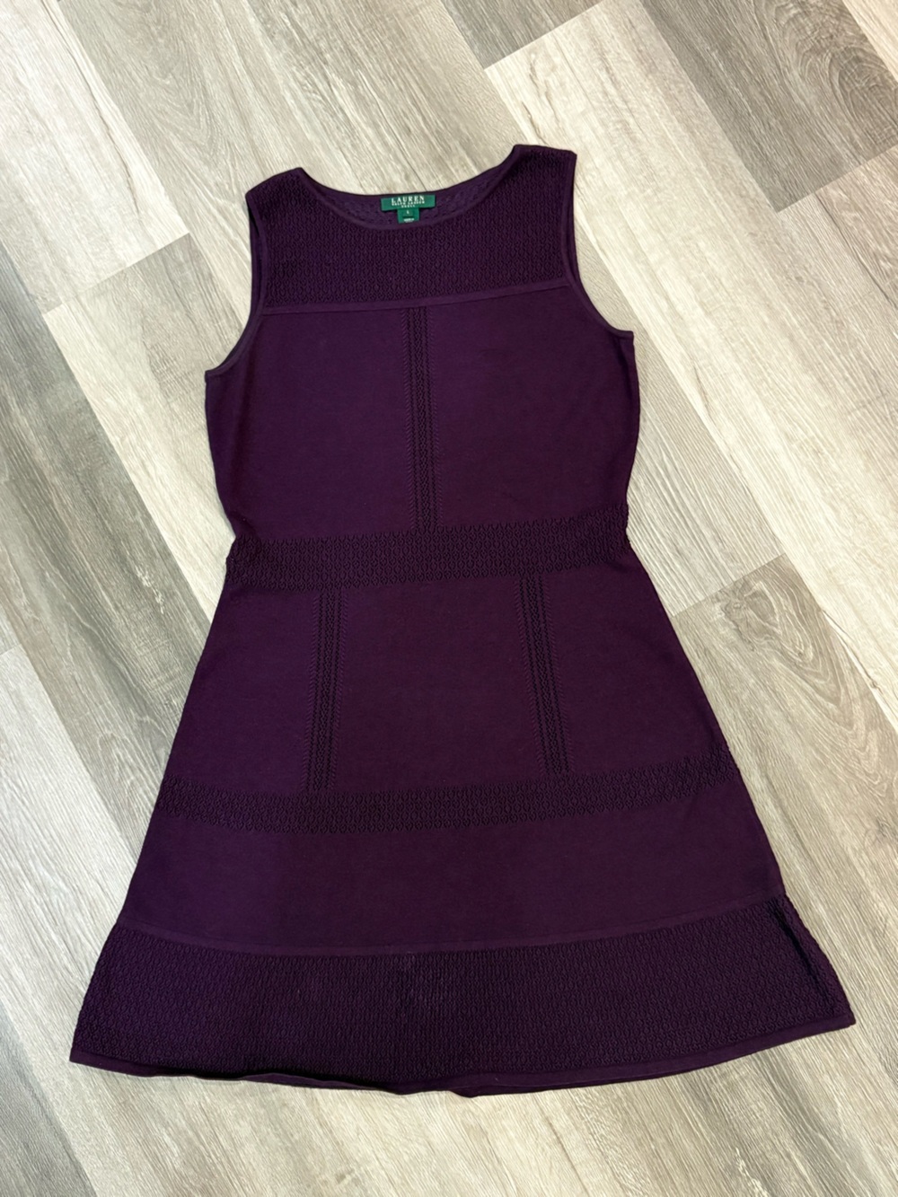 Lauren Ralph Lauren Women’s Dress Large Purple Plum Sleeveless A-Line Knit Lined